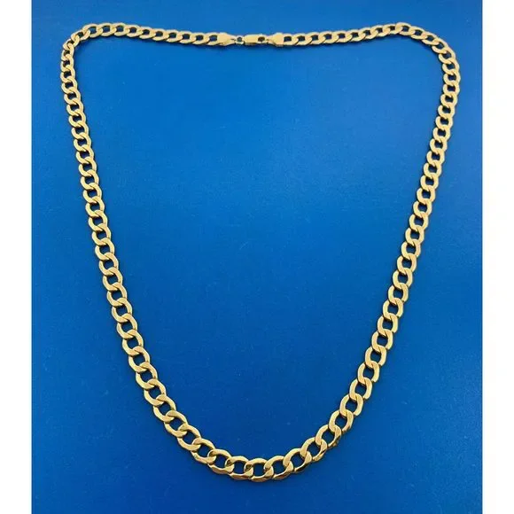 Italian Designer RL 10k Yellow Gold Cuban Curb Link 22" Chain Necklace